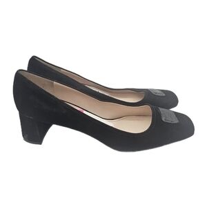 Prada Black Suede Block Heel Pumps Size 7.5 Narrow